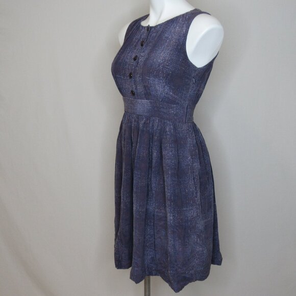 Anthropologie Mise En Scene by Ruffian Purple Silk Flare Dress Women's 4 - Picture 2 of 9